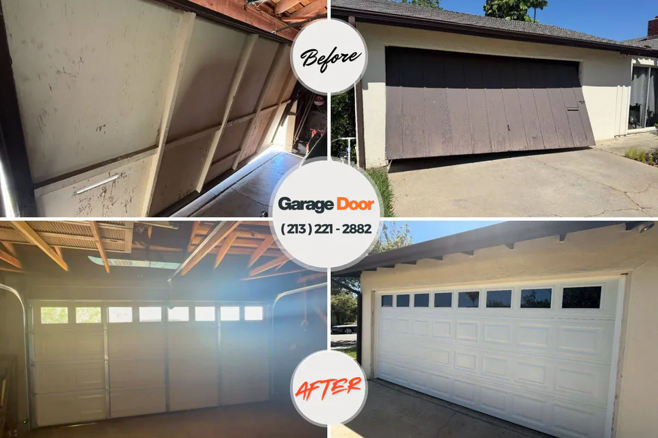 Before and after: garage door repair Chevy Chase Heights, PA